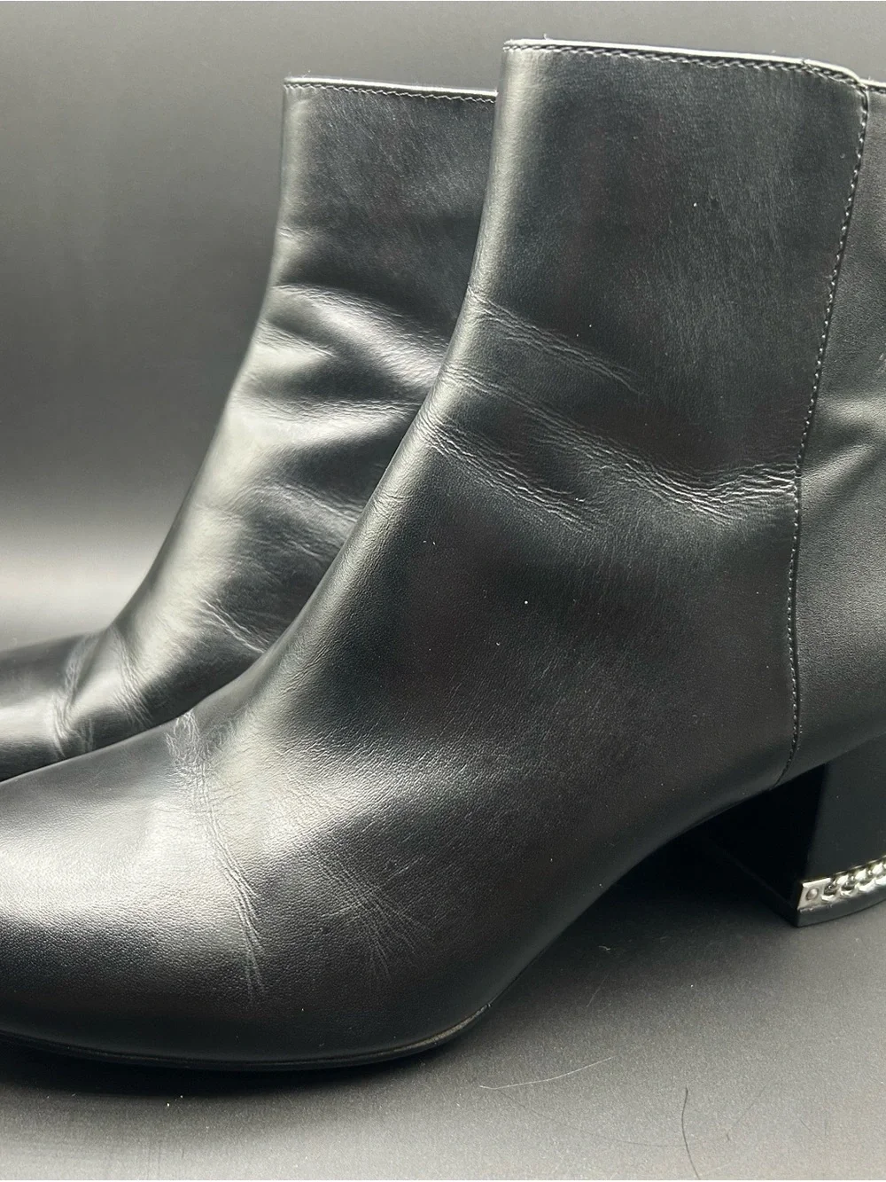 Michael Kors Black Leather Ankle Booties with Side Zip Detail